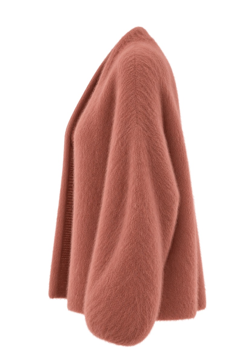 Offene Kid Mohair Strickjacke – 80 % Mohair Made in Italy
