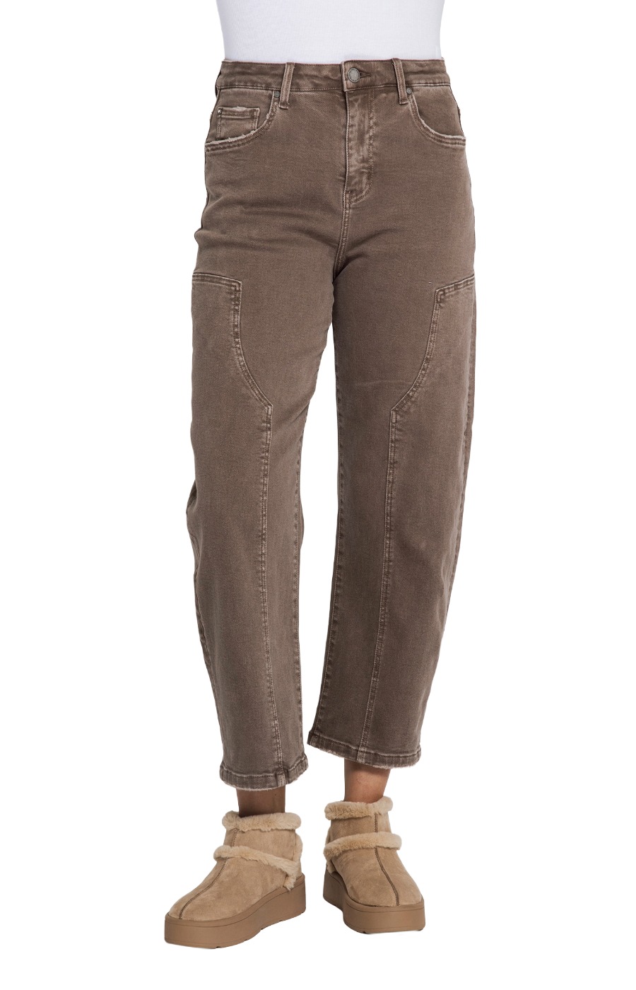 Zhrill Iza Straight Barrel Jeans – Brown W9047
