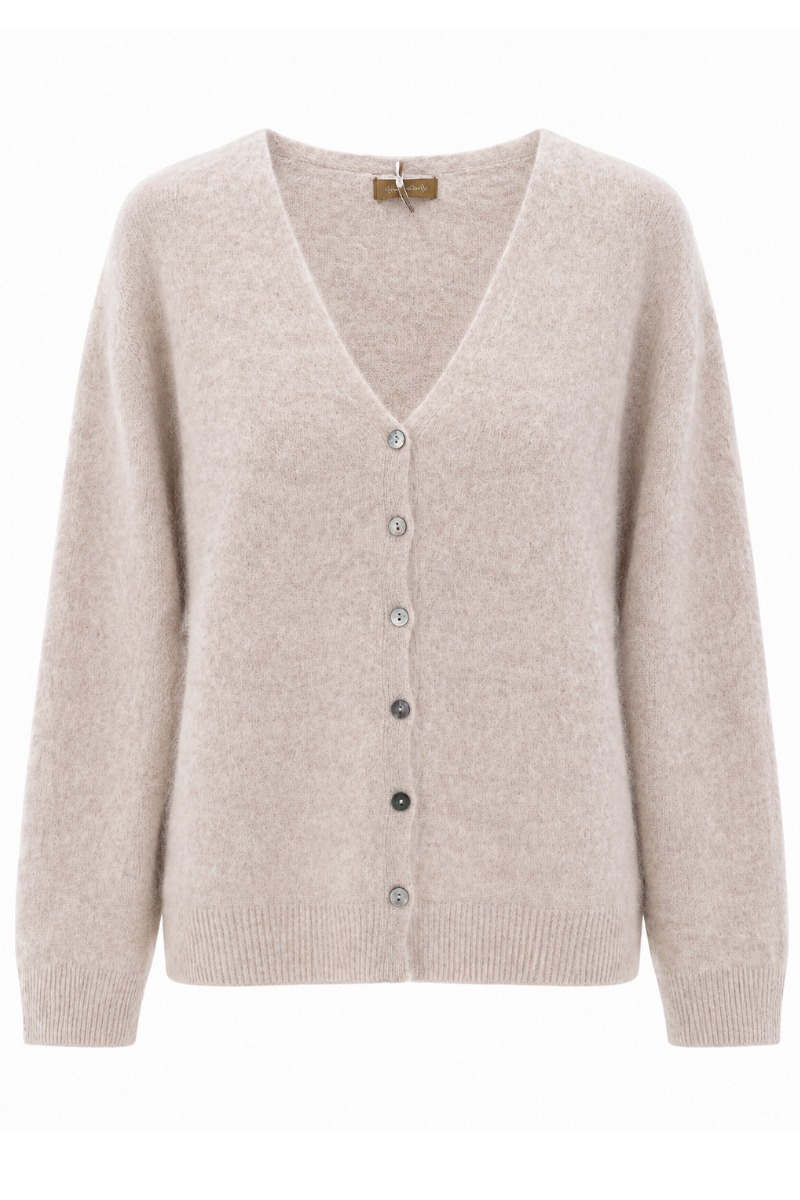 Feine Strickjacke mit V-Ausschnitt aus Lanawolle & Kaschmir