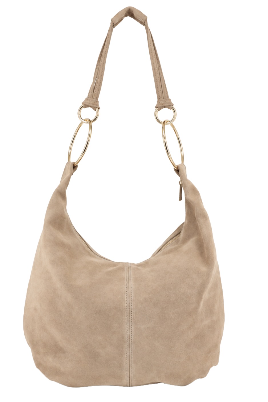 Wildleder - Shopper Hobo Bag 461 Damen Tasche mit Metallring-Henkel