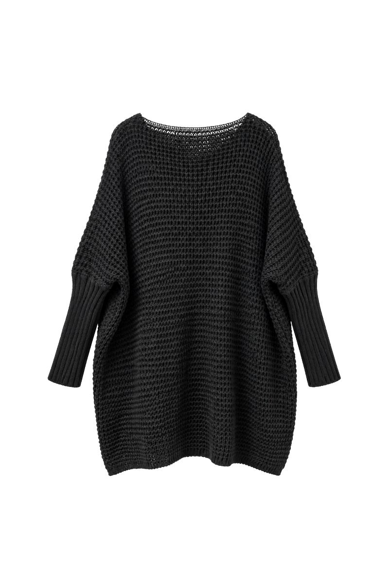 Oversized Grobstrick-Pullover mit langen Rippärmeln