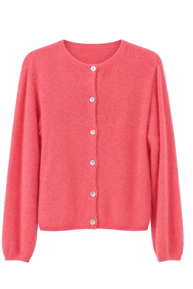 Feine Strickjacke mit Rundhals & Knopfleiste