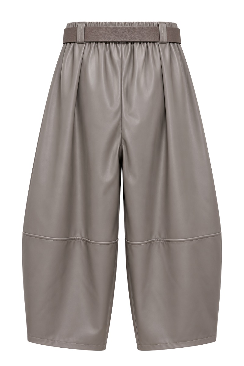 Kunstleder Barrel-Culotte mit Falten & Gürtel