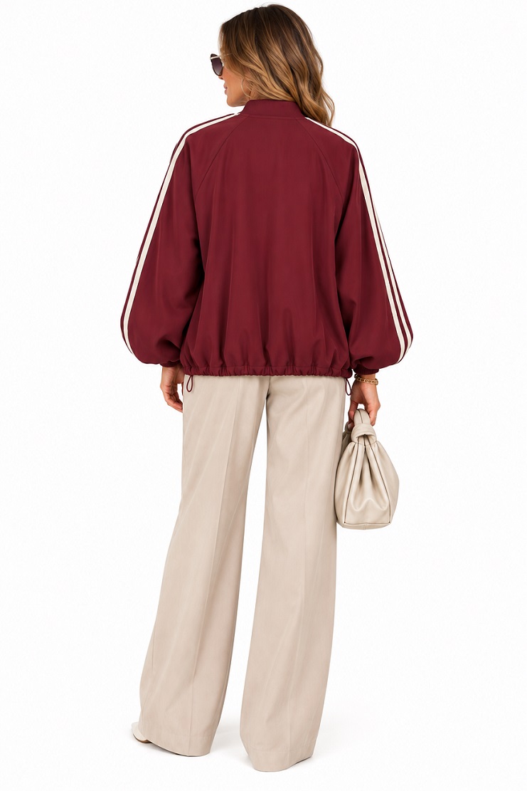 Damen Ballon-Blousonjacke mit Kontraststreifen & leichtem Futter