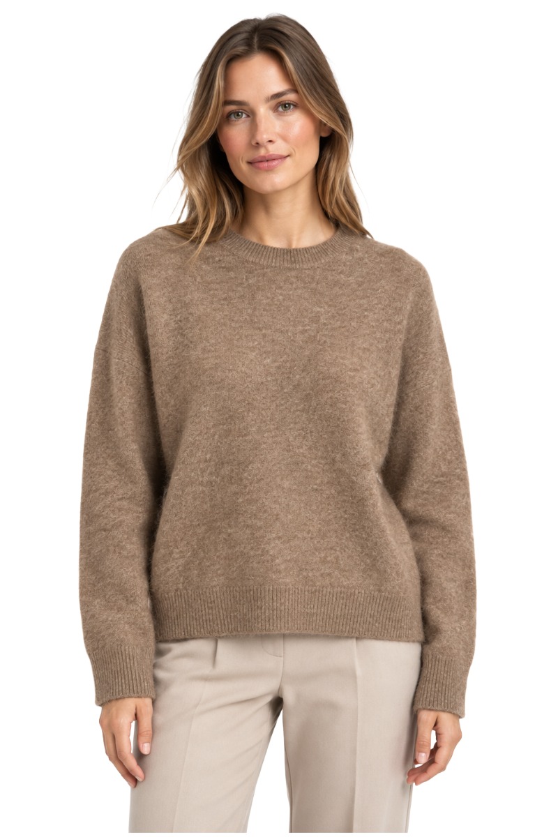 Feiner Damen Strick Pullover mit Rundhals aus Lanawolle & Kaschmir