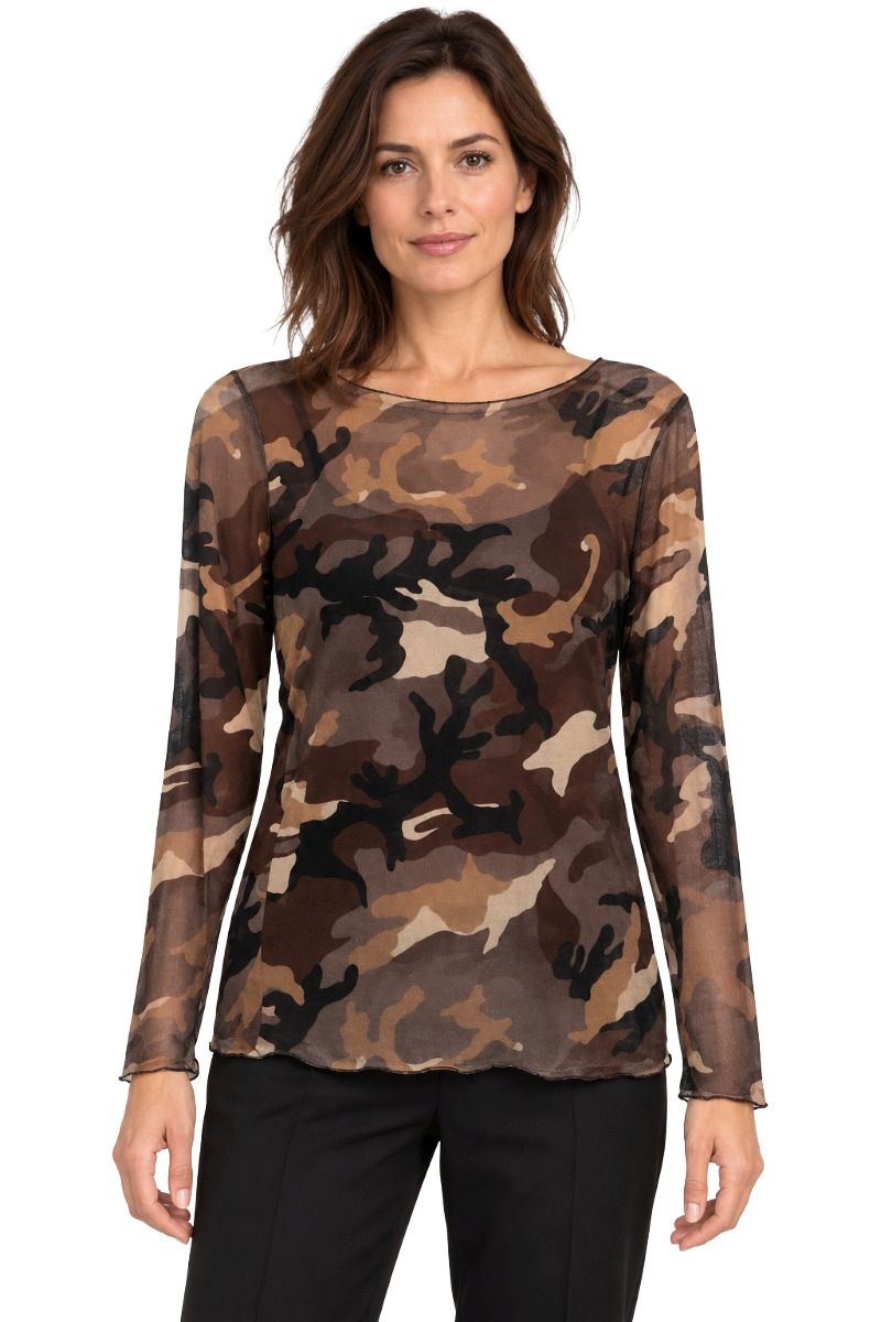 Leicht transparentes Unterzieh-Shirt Animal Print mit Kaschmir & Viskose
