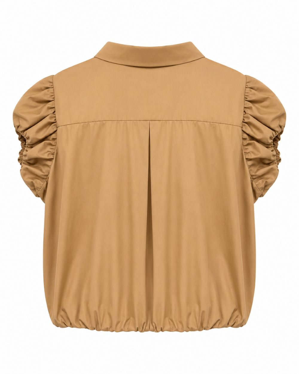 Damen Ballon-Bluse mit gerafften kurzen Statement-Ärmeln