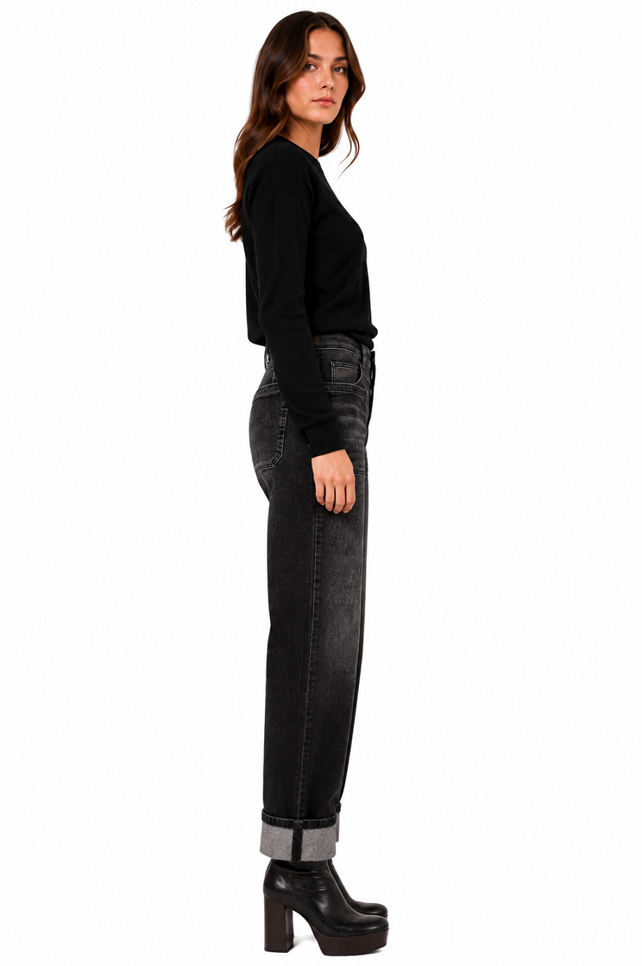 Zhrill Karli Damen Jeans – Relaxed Straight Fit mit Umschlag