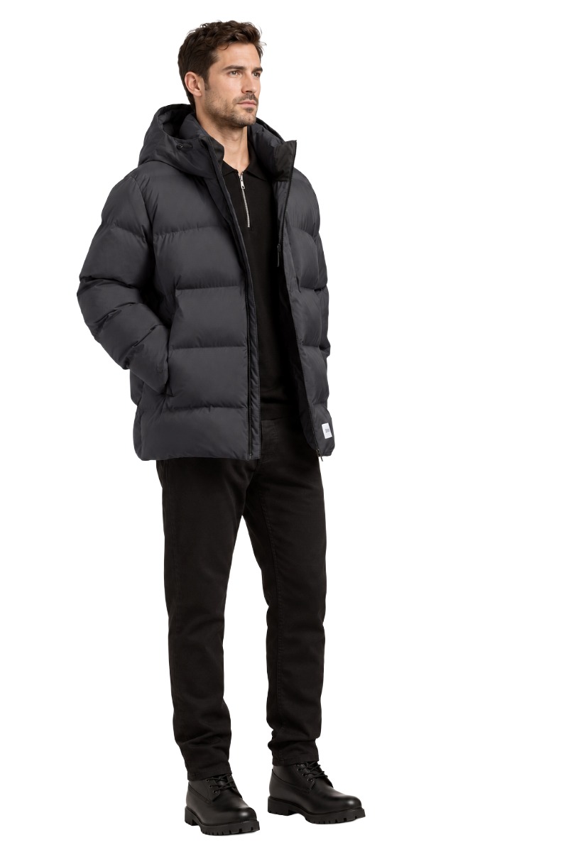 Khujo SILAS Herren Puffer-Steppjacke mit Kapuze und Brusttasche