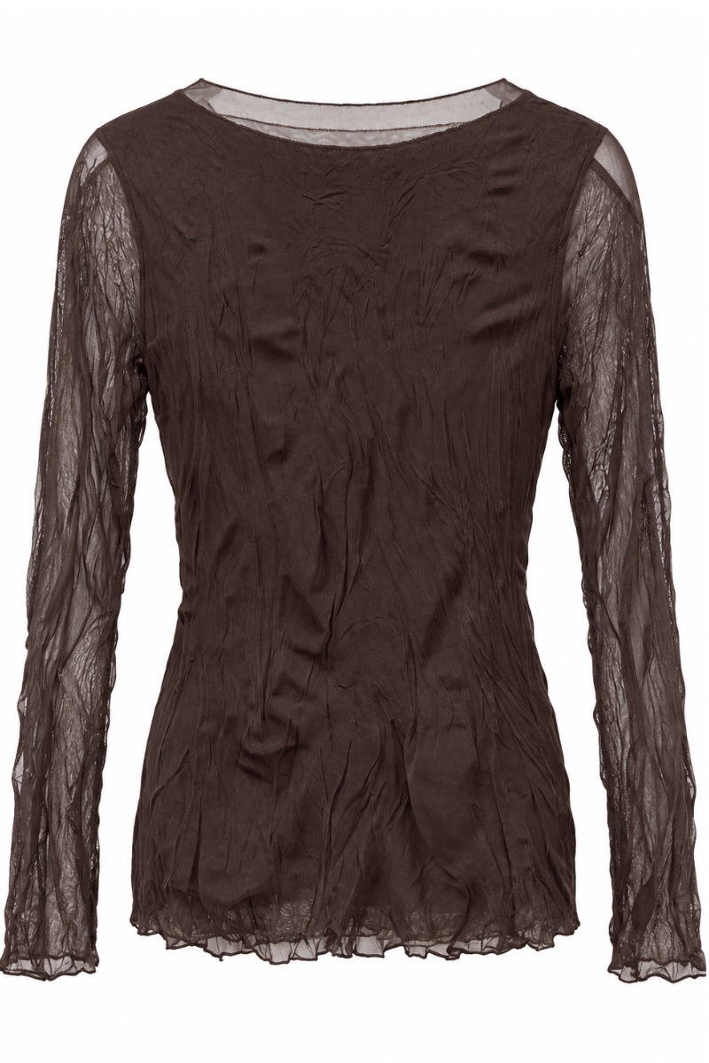 Mesh-Shirt mit Crinkle-Struktur & transparenten Ärmeln