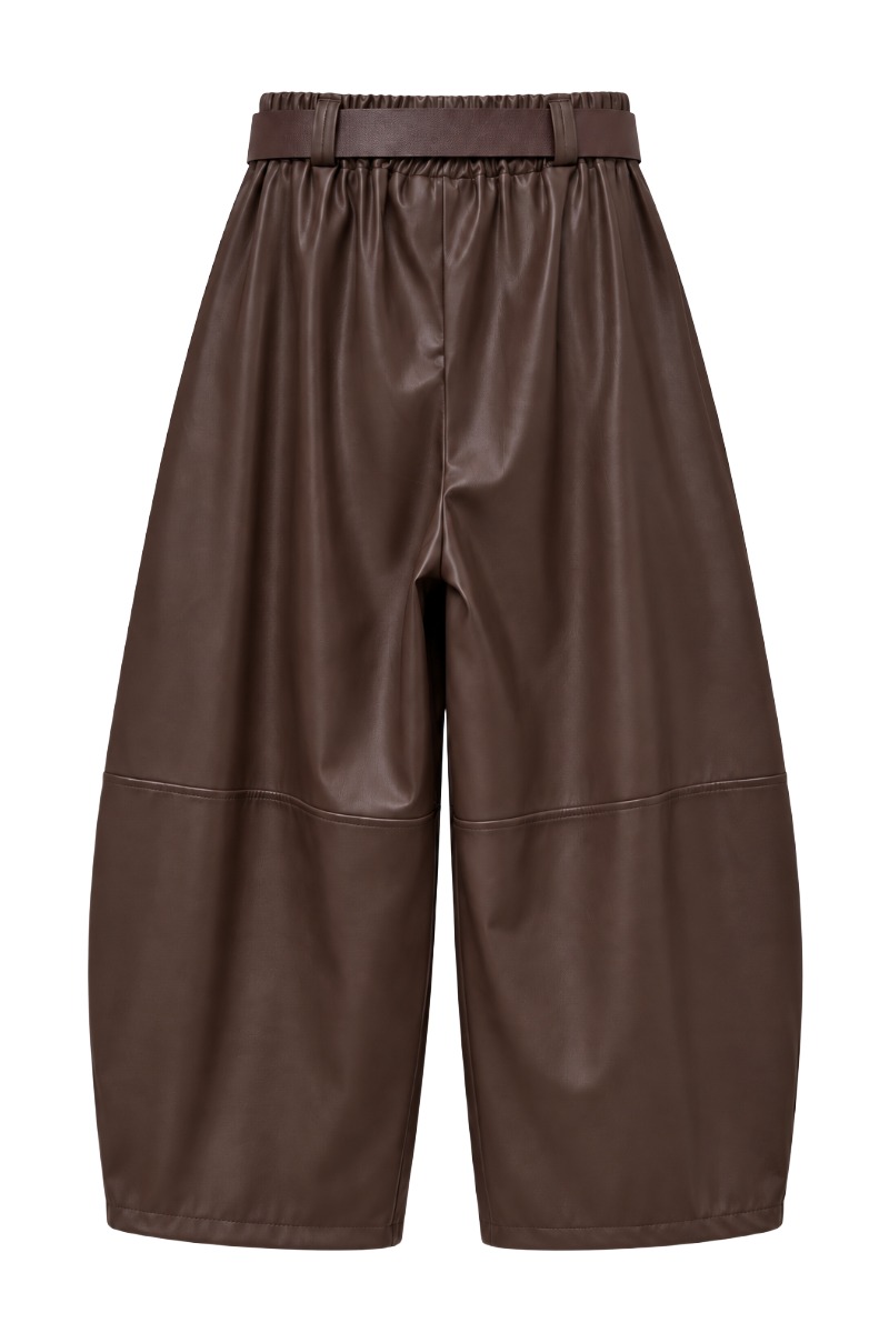 Kunstleder Barrel-Culotte mit Falten & Gürtel