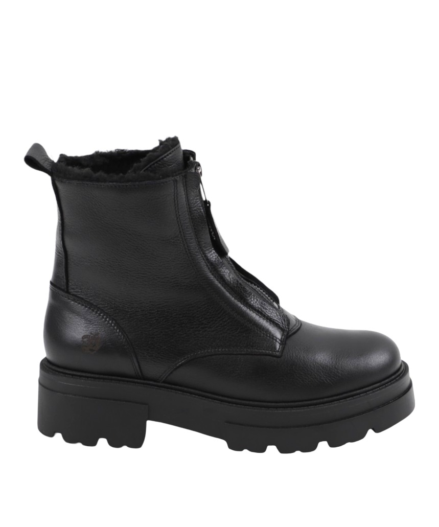 Apple of Eden Big Star Damen Chunky Leder Zip Boots mit Warmfutter