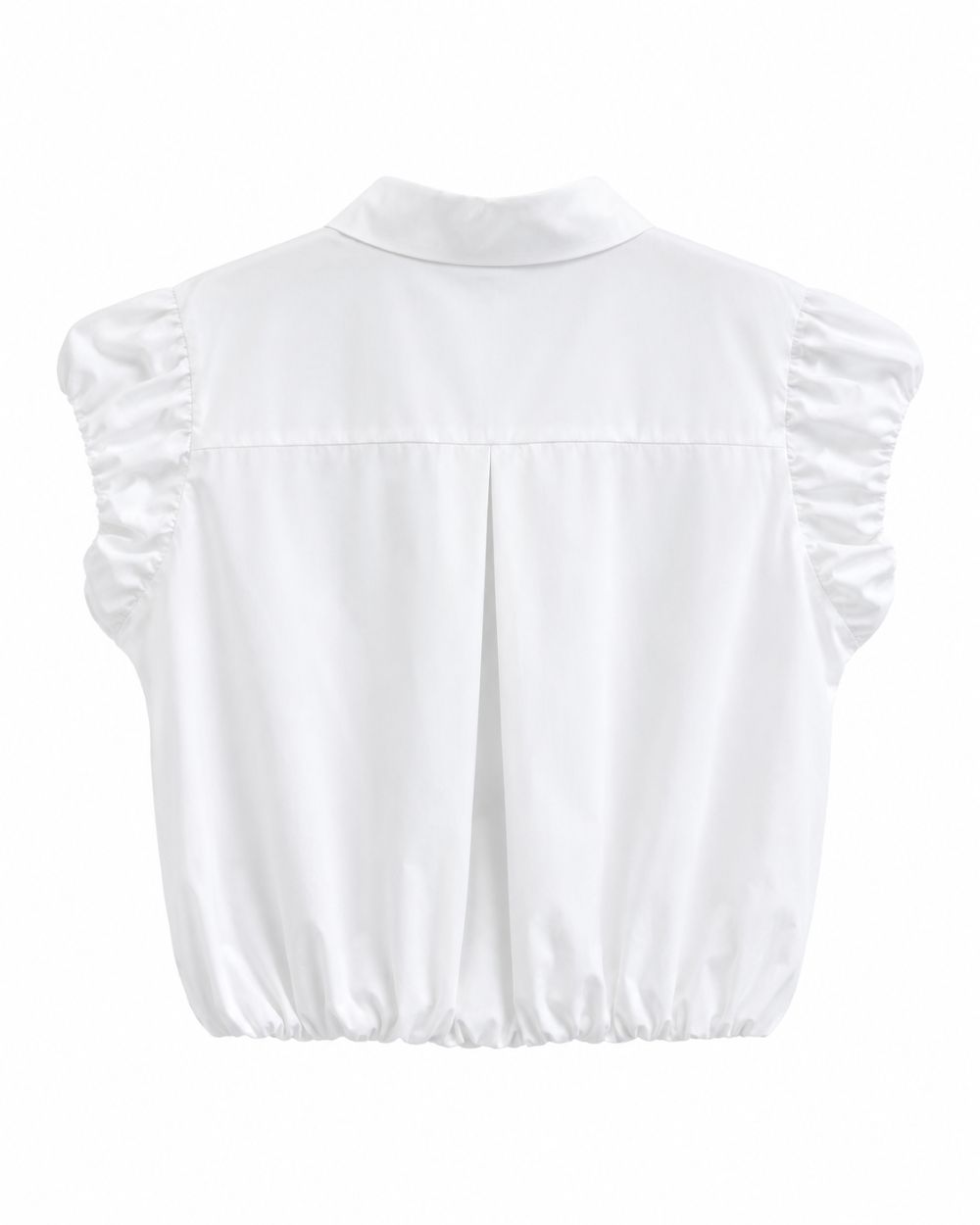 Damen Ballon-Bluse mit gerafften kurzen Statement-Ärmeln