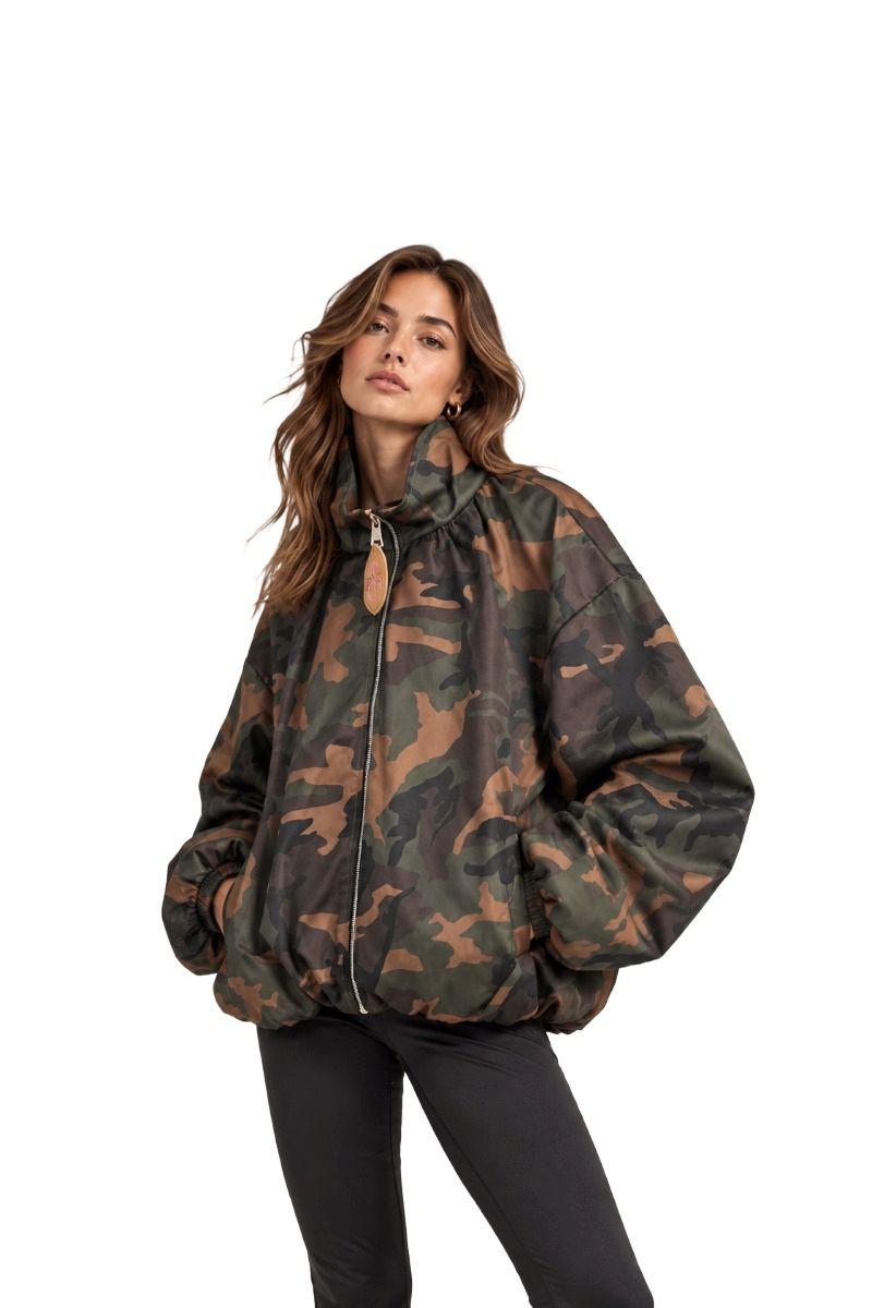 Blousonjacke im Tarn Muster mit Stehkragen