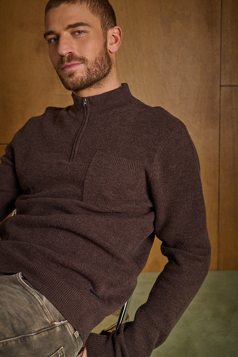 LTC Le Temps des Cerises FAVO Herren Strickpullover – Coffee