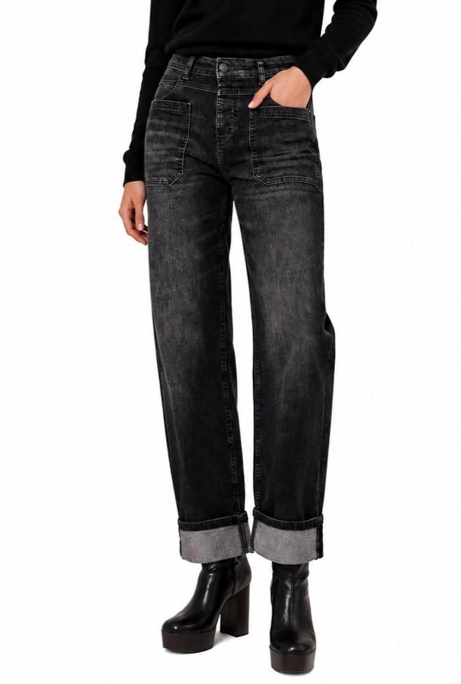 Zhrill Karli Damen Jeans – Relaxed Straight Fit mit Umschlag