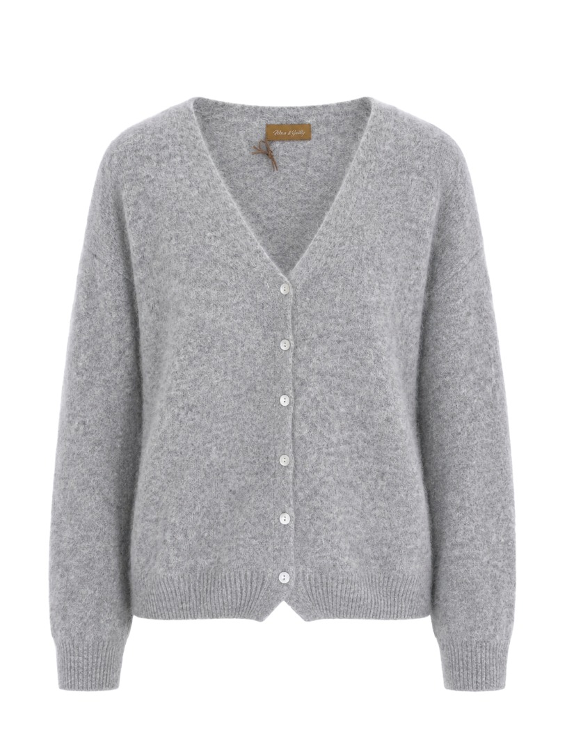 Feine Strickjacke mit V-Ausschnitt aus Lanawolle & Kaschmir