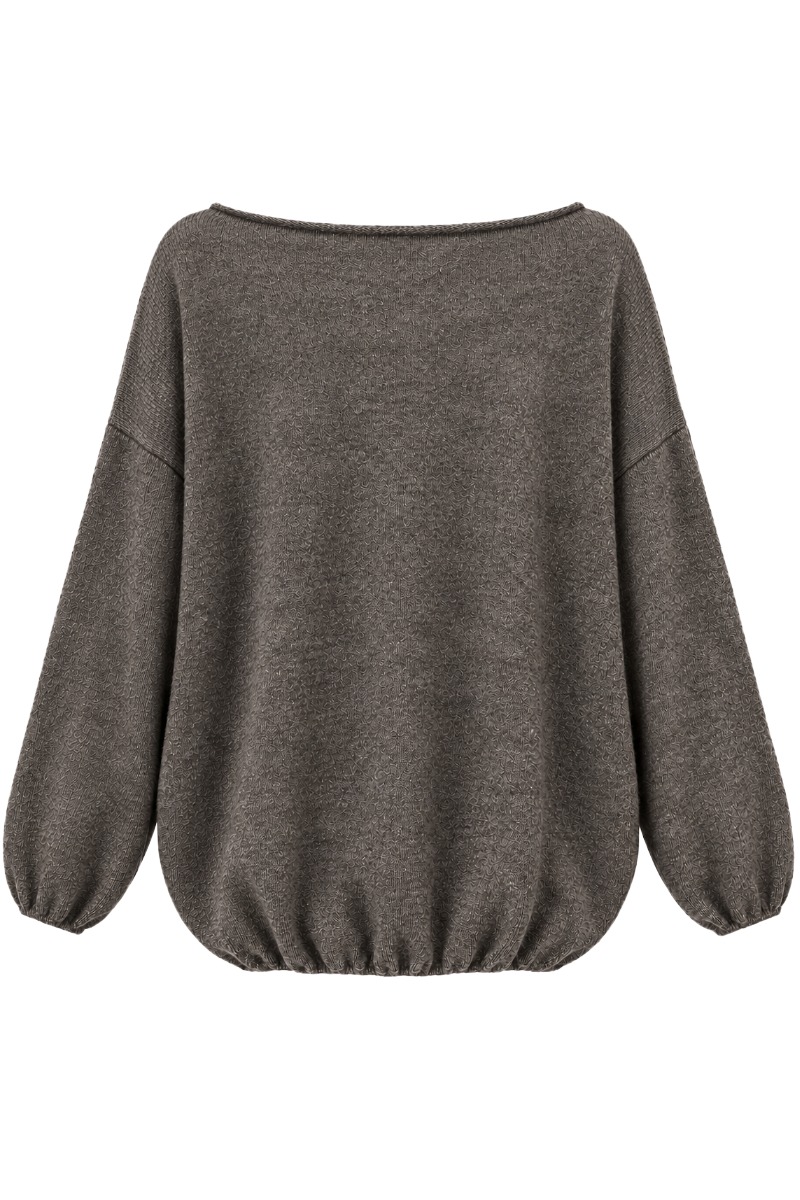 Ballon- Strickpullover mit U-Boot Rundhals