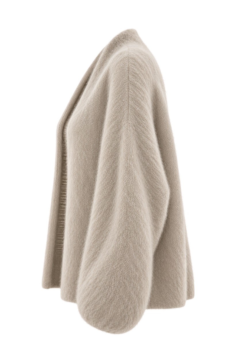 Offene Kid Mohair Strickjacke – 80 % Mohair Made in Italy