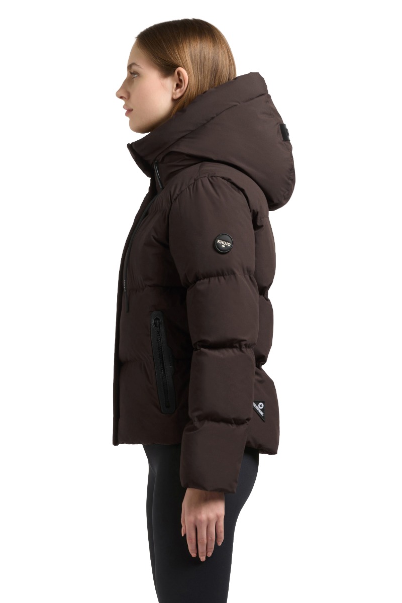 Khujo Enits 2 Matt Damen Kurz-Steppjacke mit Kapuze