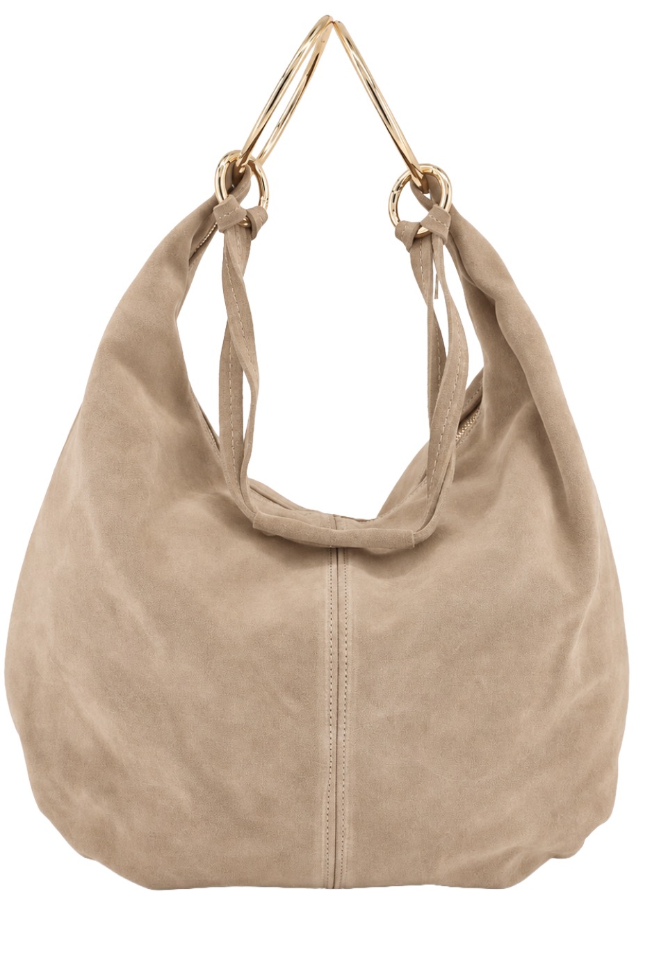 Wildleder - Shopper Hobo Bag 461 Damen Tasche mit Metallring-Henkel