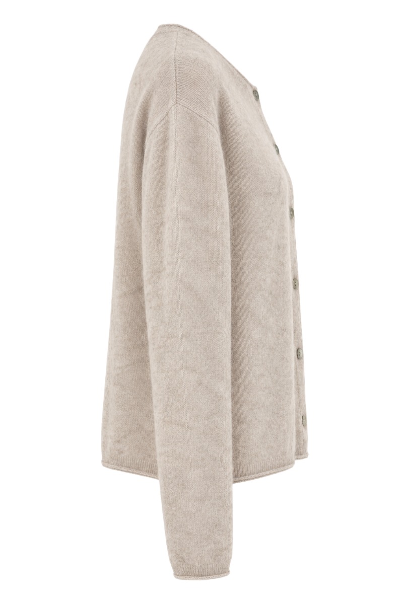 Feine Strickjacke mit Rollsaum aus Lanawolle & Kaschmir