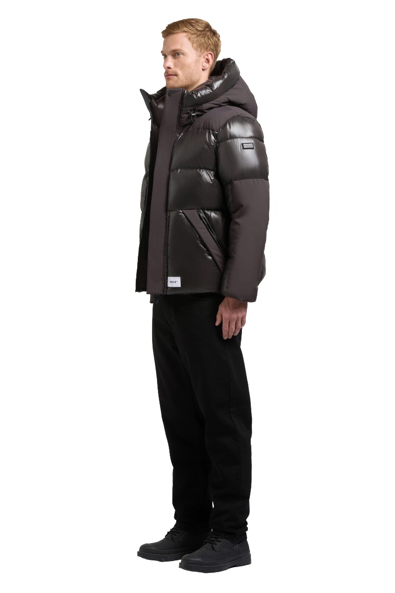 Khujo ALST 2 Herren Winter Steppjacke mit großer Kapuze und glänzenden Stepppartien