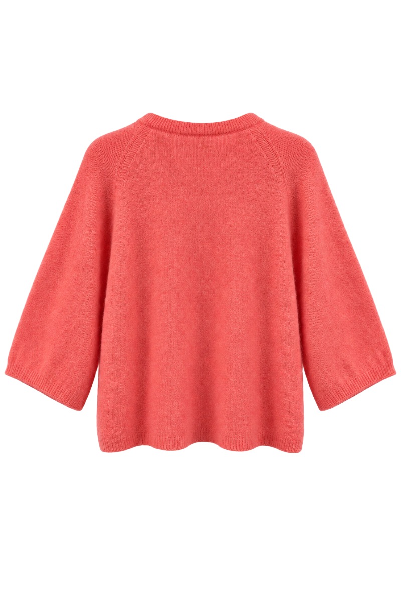 Feiner Angora Strickpullover mit Halbarm & Rundhals