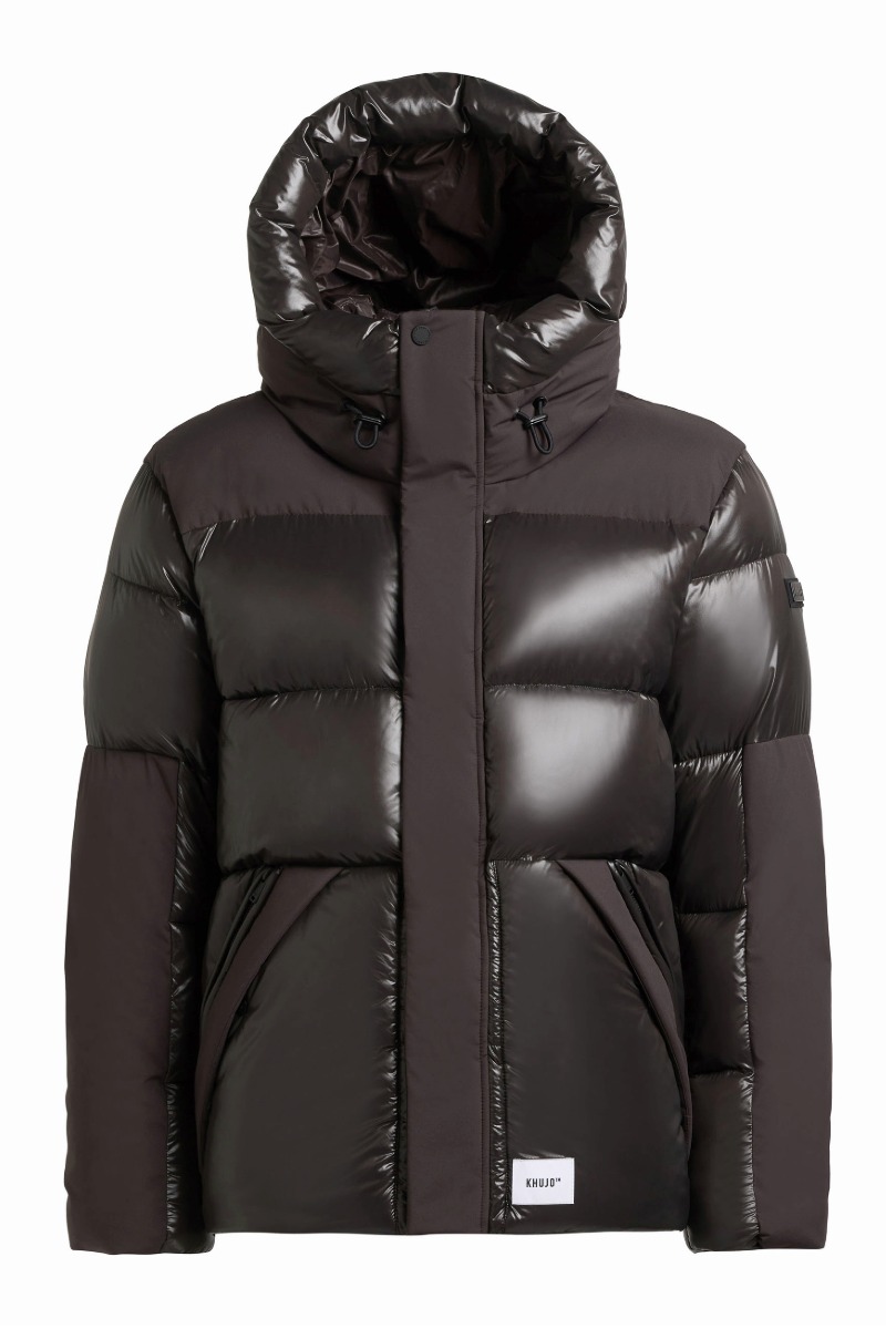 Khujo ALST 2 Herren Winter Steppjacke mit großer Kapuze und glänzenden Stepppartien