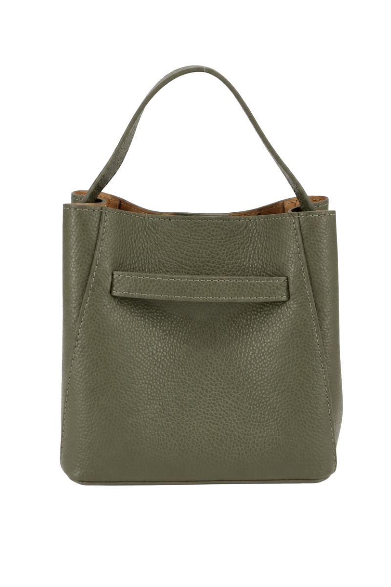 Leder Henkeltasche 0543 2-in-1 mit Drehverschluss & Innentasche