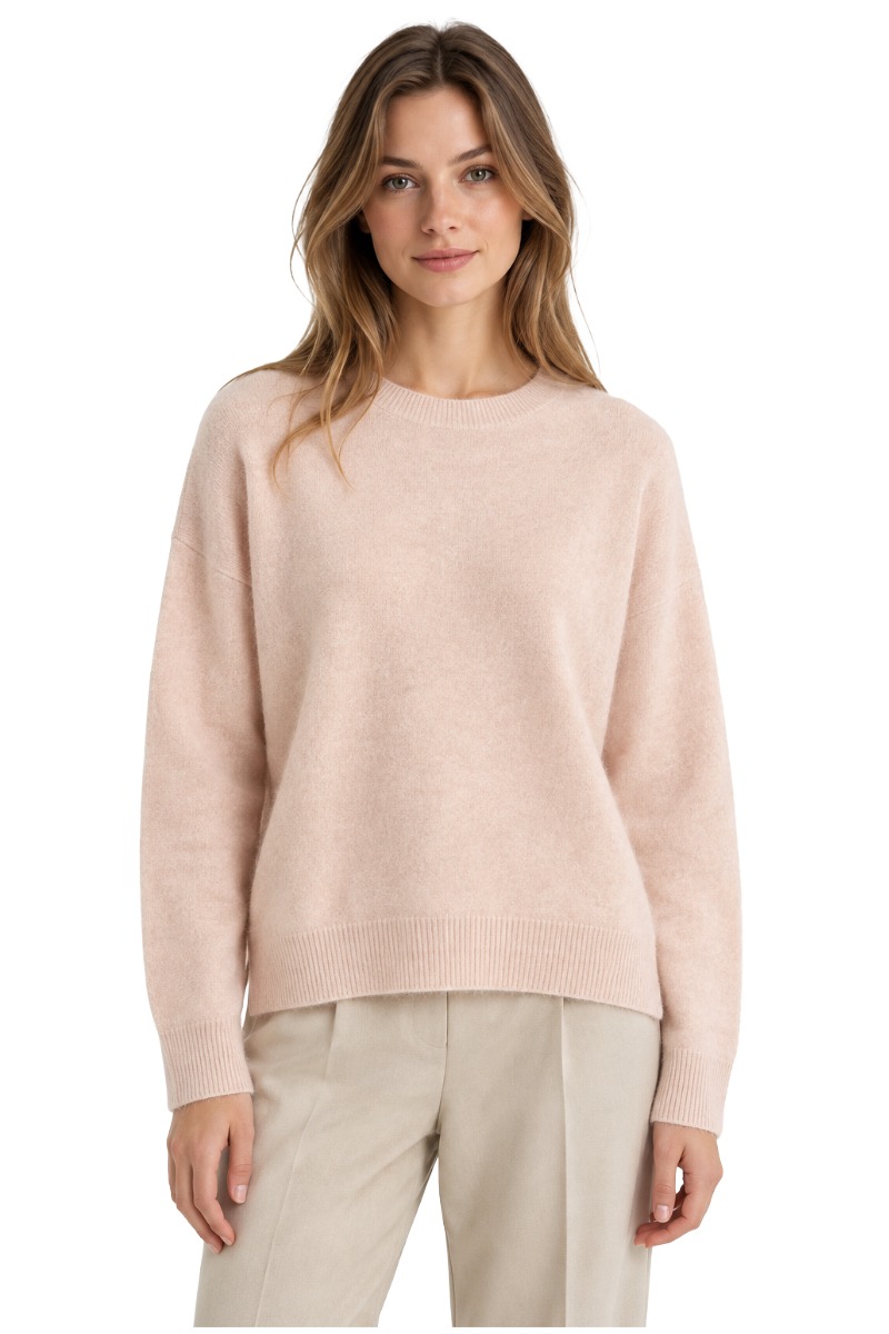Feiner Damen Strick Pullover mit Rundhals aus Lanawolle & Kaschmir