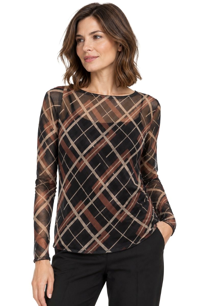 Leicht transparentes Unterzieh-Shirt Animal Print mit Kaschmir & Viskose