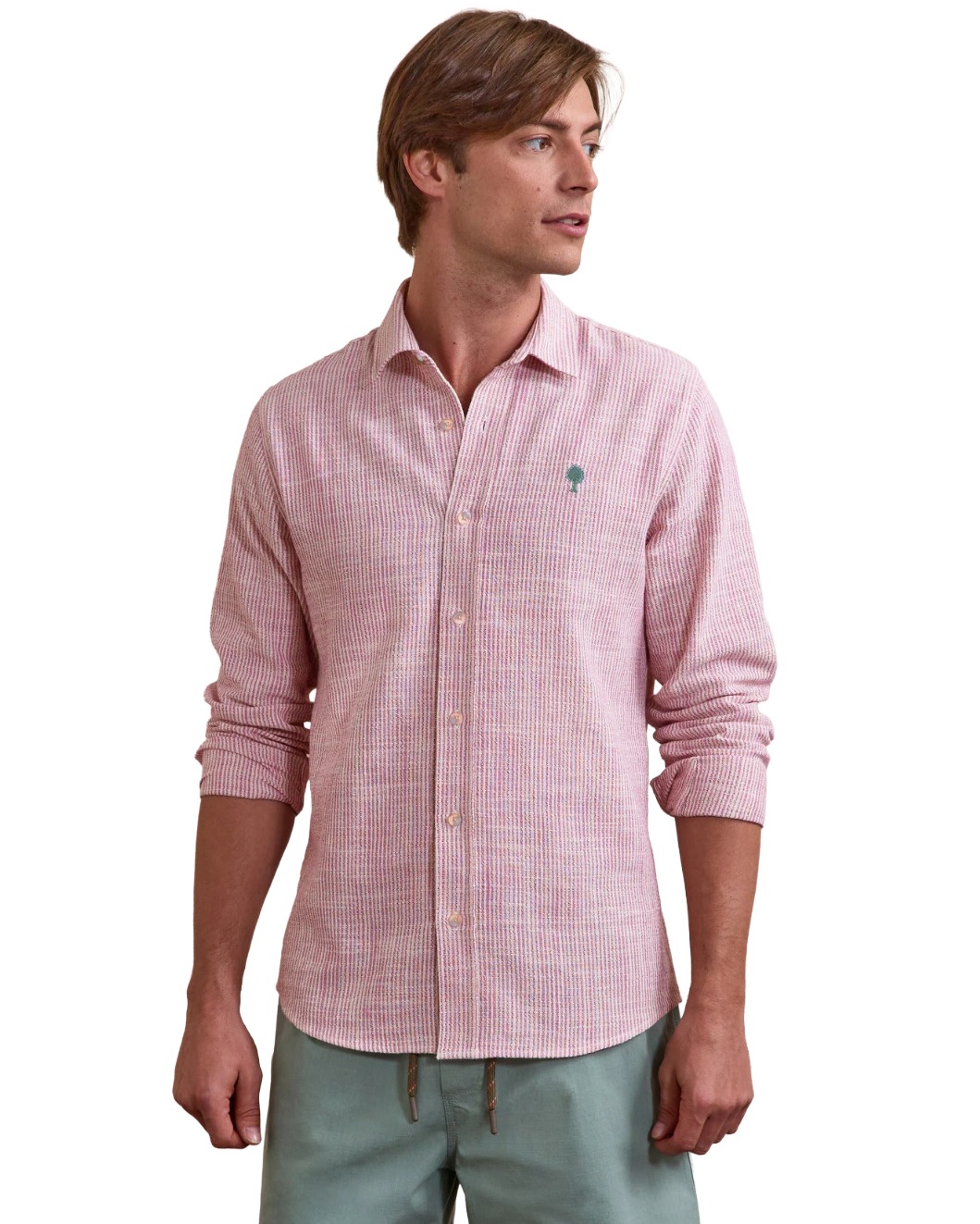 Faguo Iraty Woven Herren Hemd ecru-pink