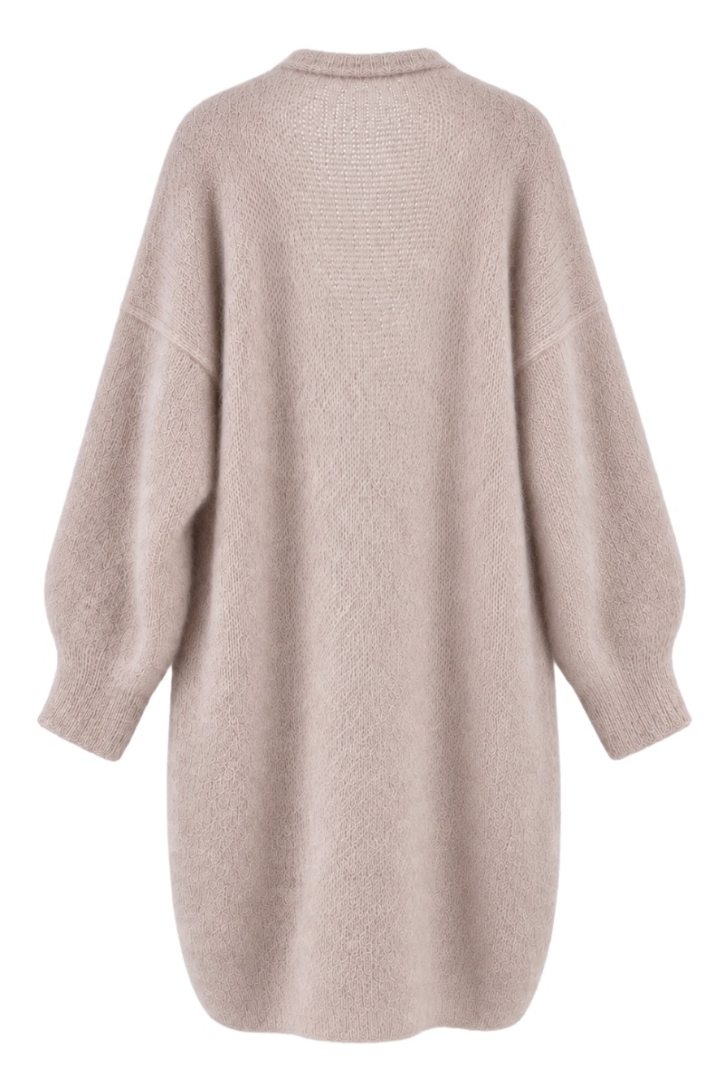 Kid-Mohair Midi-Strickmantel – 80% Kid Mohair