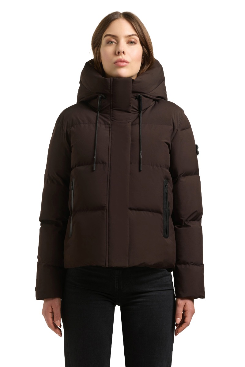Khujo Enits 2 Matt Damen Kurz-Steppjacke mit Kapuze