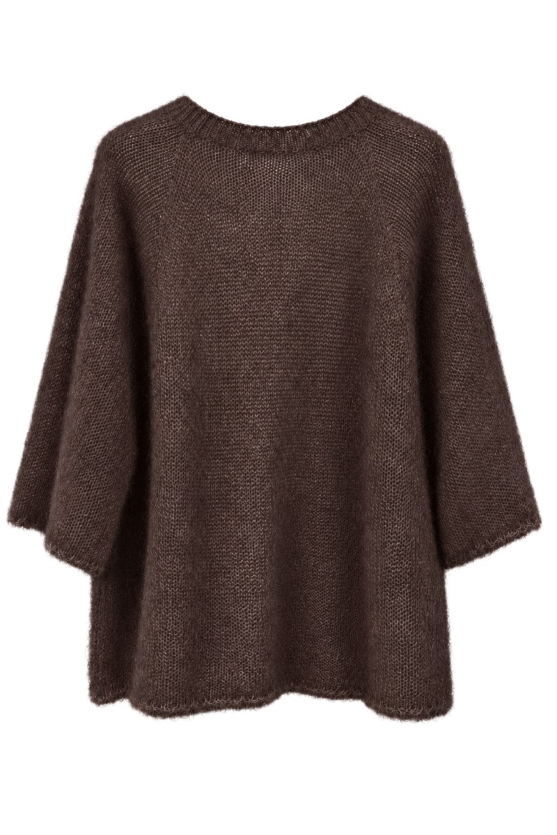Flauschiger Kid Mohair Strick-Pullover mit Halbarm