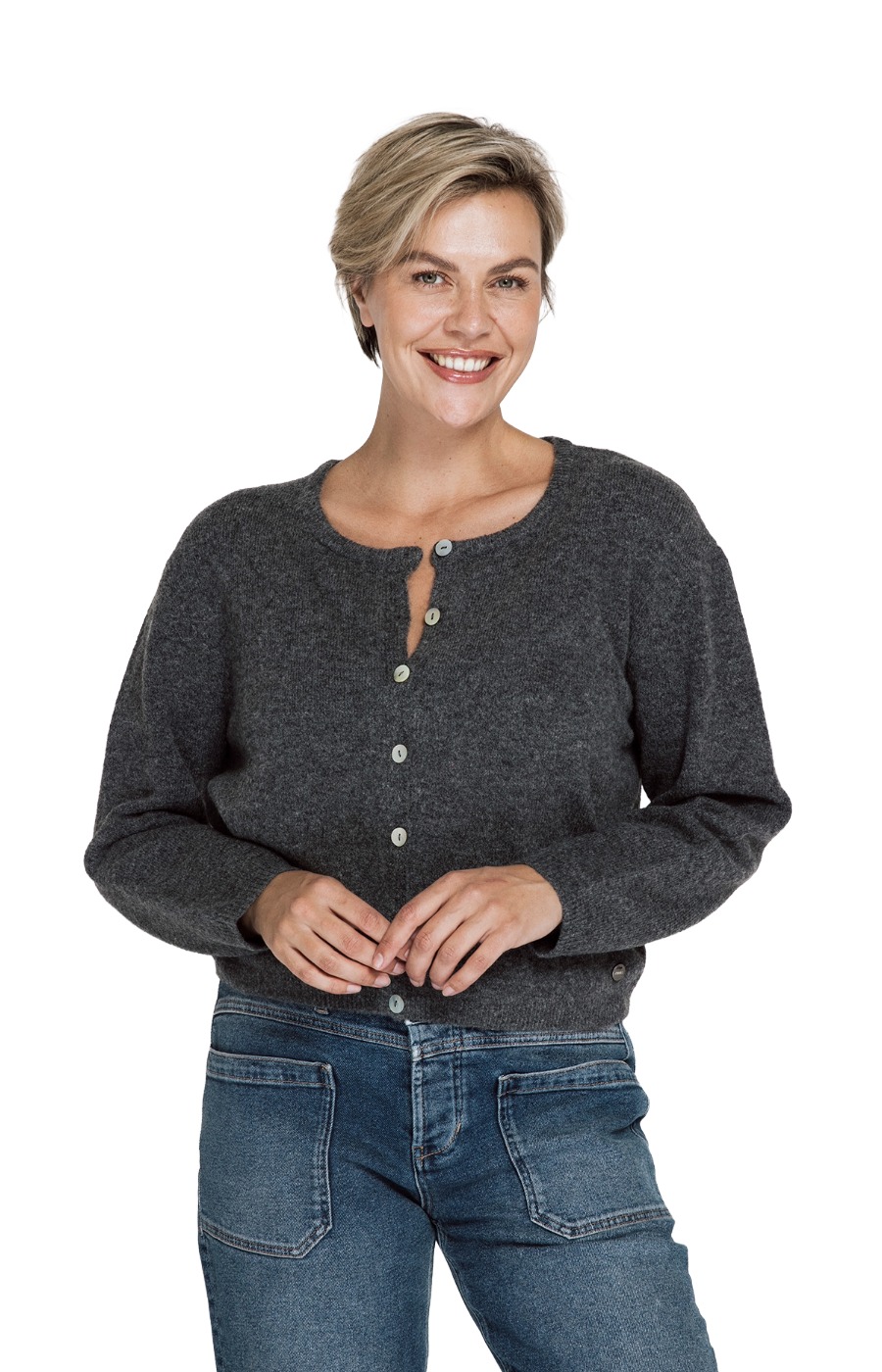 Zhrill Elidi Strickjacke – weicher Cardigan mit schimmernden Knöpfen