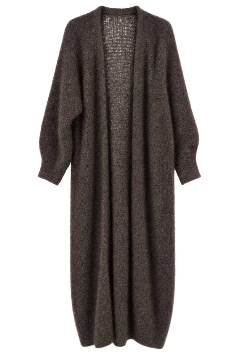 Kid-Mohair Maxi-Strickmantel – 80% Kid Mohair