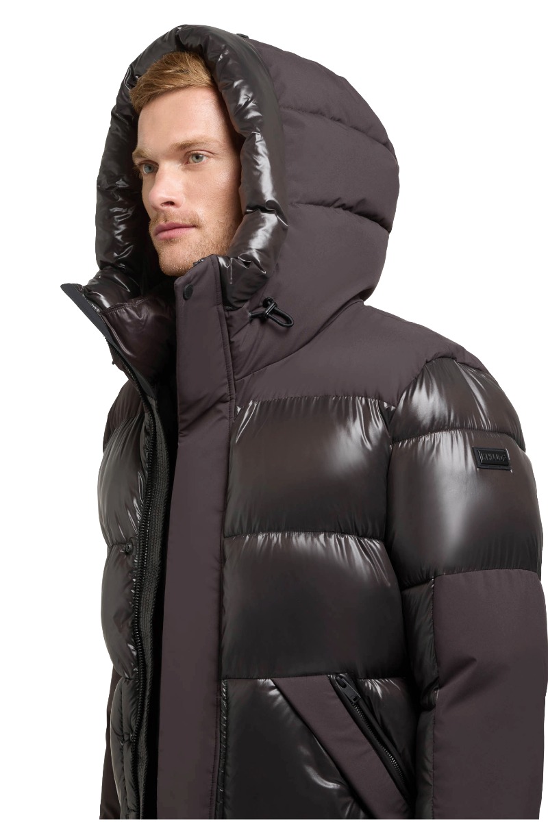 Khujo ALST 2 Herren Winter Steppjacke mit großer Kapuze und glänzenden Stepppartien