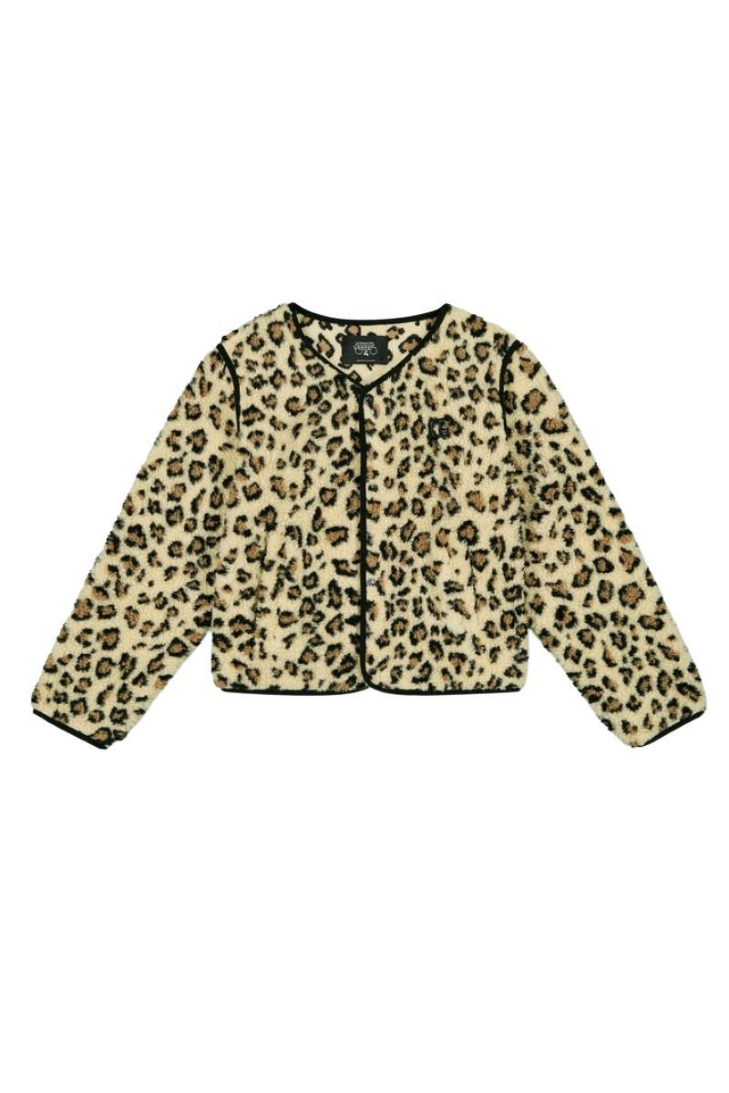 Le Temps des Cerises Poema Teddyjacke im Leo-Look
