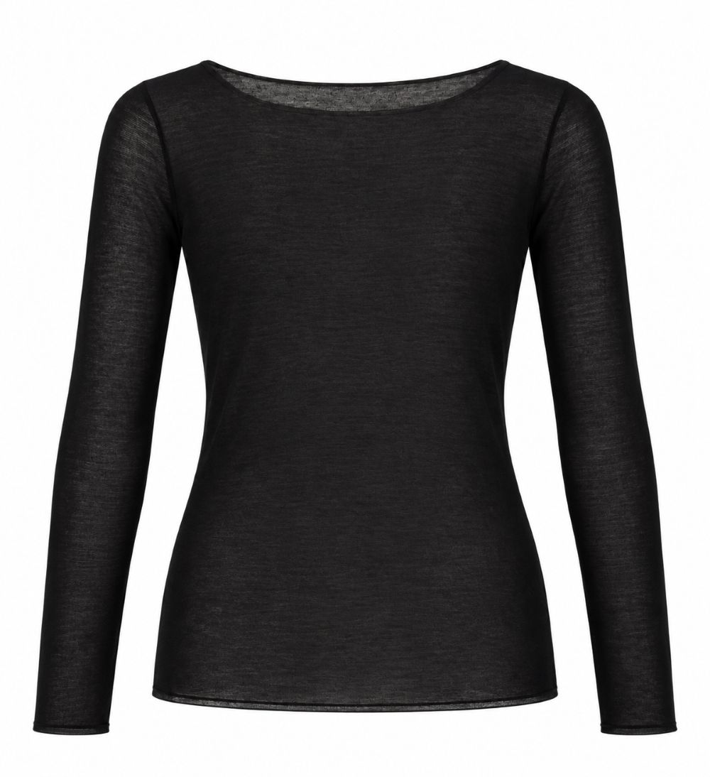 Leicht transparentes Longsleeve mit Rundhals & Cashmere