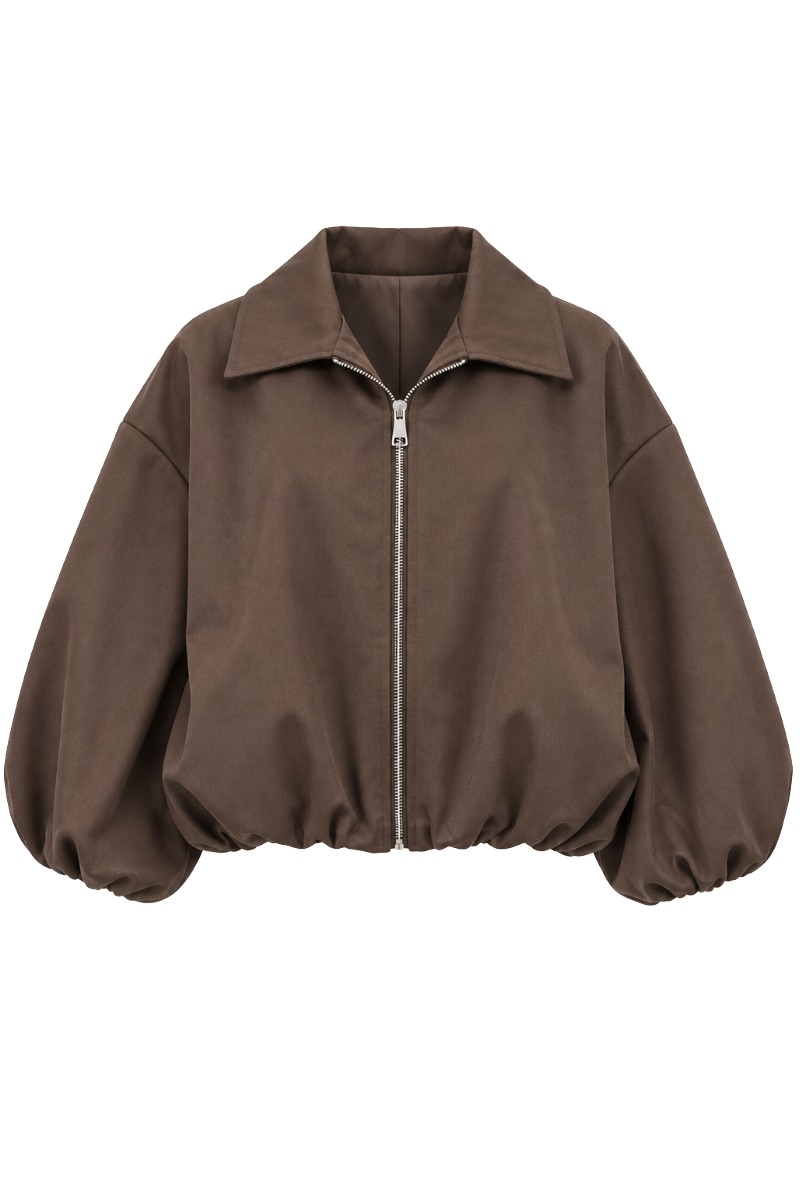 Ballon-Blouson-Jacke mit 3/4-Arm & Struktur