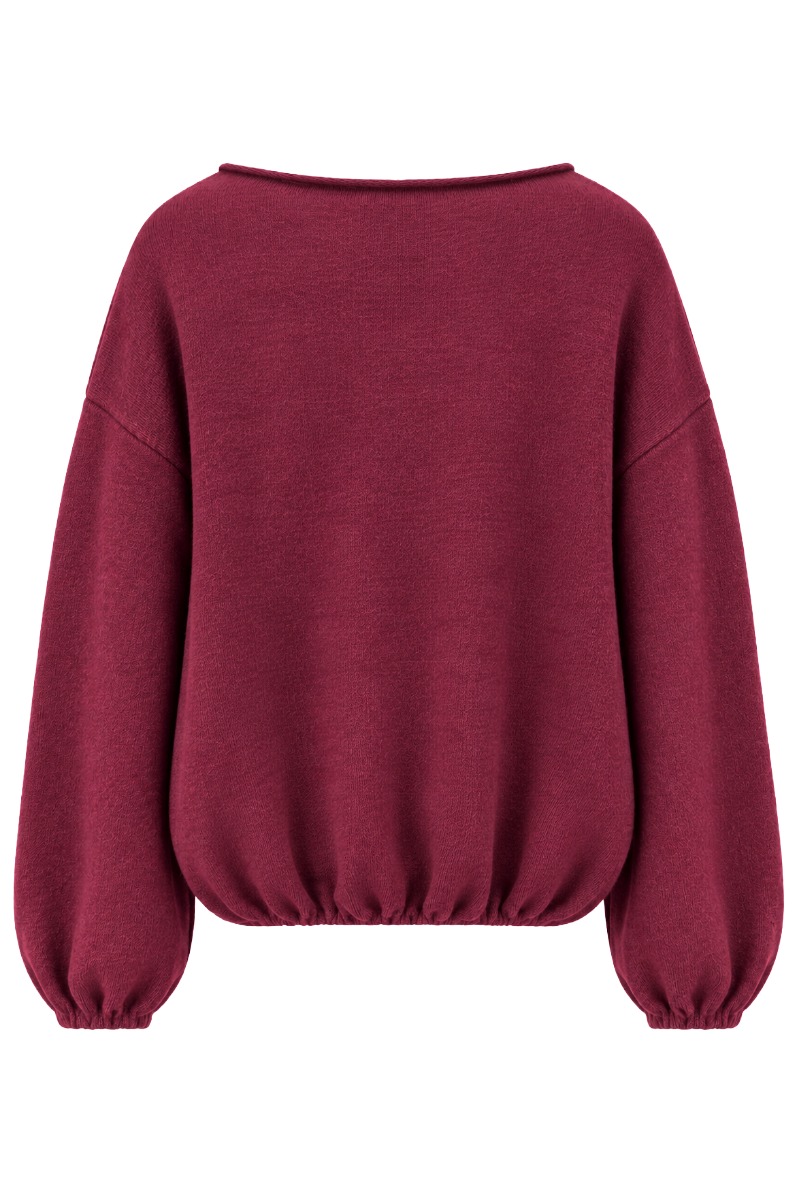 Ballon- Strickpullover mit U-Boot Rundhals