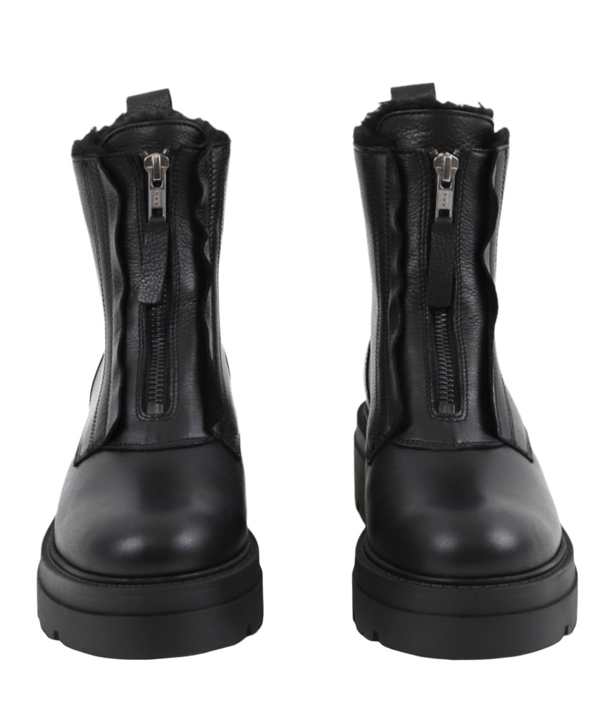 Apple of Eden Big Star Damen Chunky Leder Zip Boots mit Warmfutter