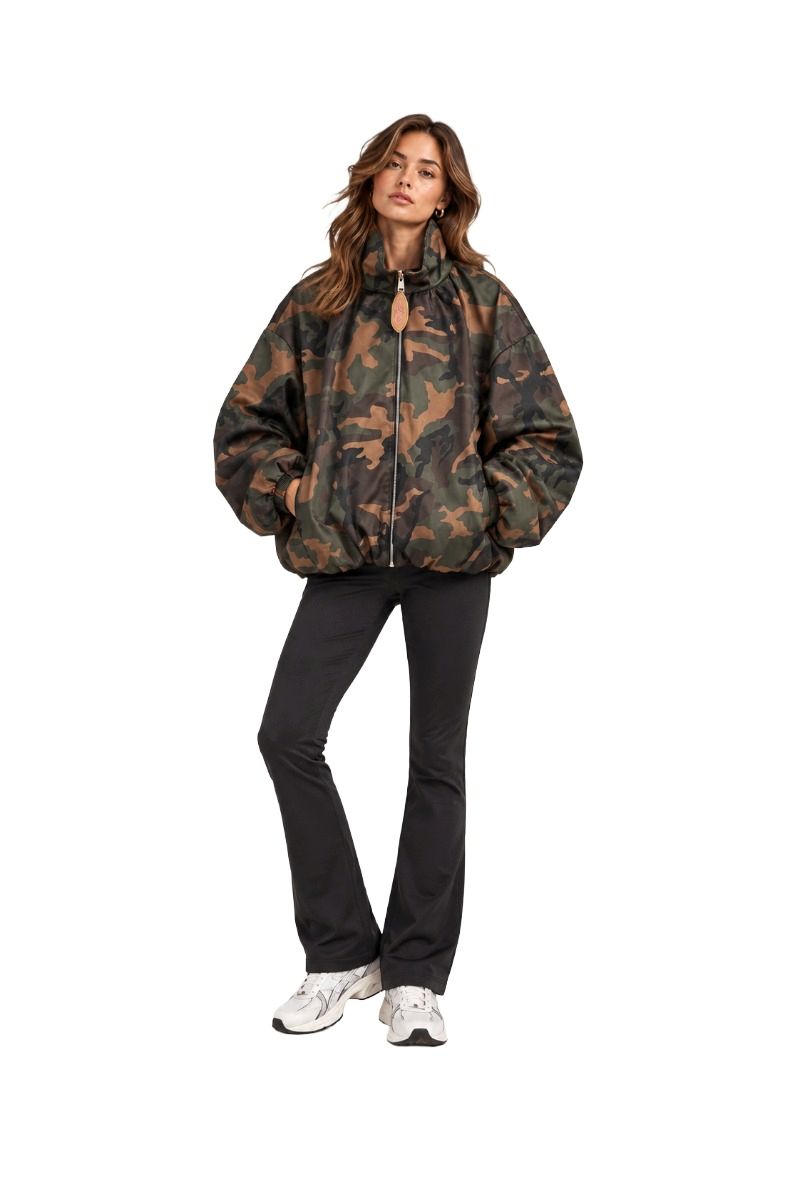 Blousonjacke im Tarn Muster mit Stehkragen