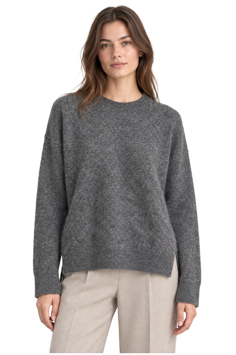 Feiner Damen Strick Pullover mit Rundhals aus Lanawolle & Kaschmir