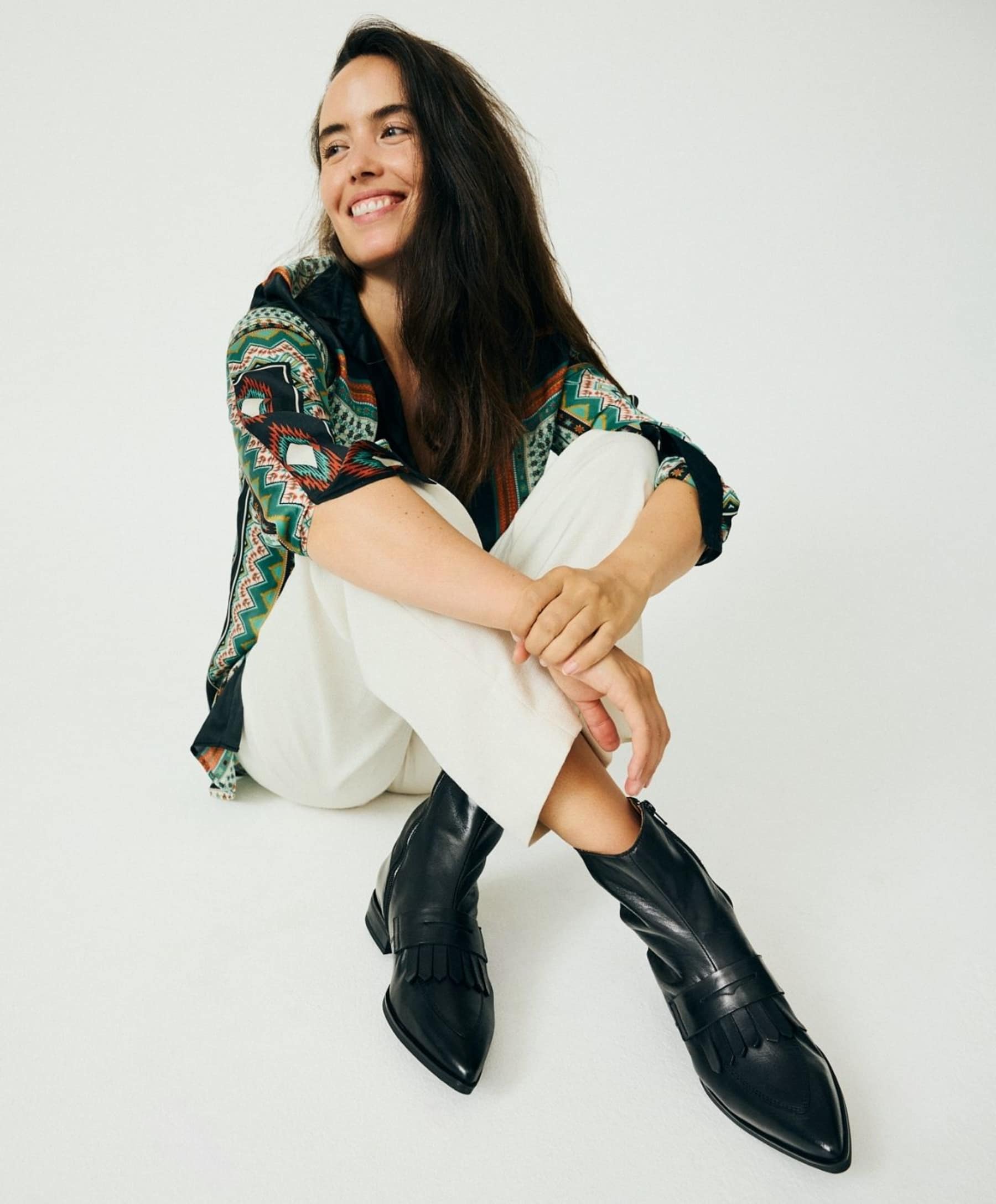 Shoedesign Copenhagen HESE Leder-Stiefelette mit Fransen