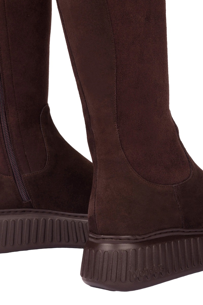 Wonders CHARME A-5204 – High Veloursleder Stiefel mit Plateau