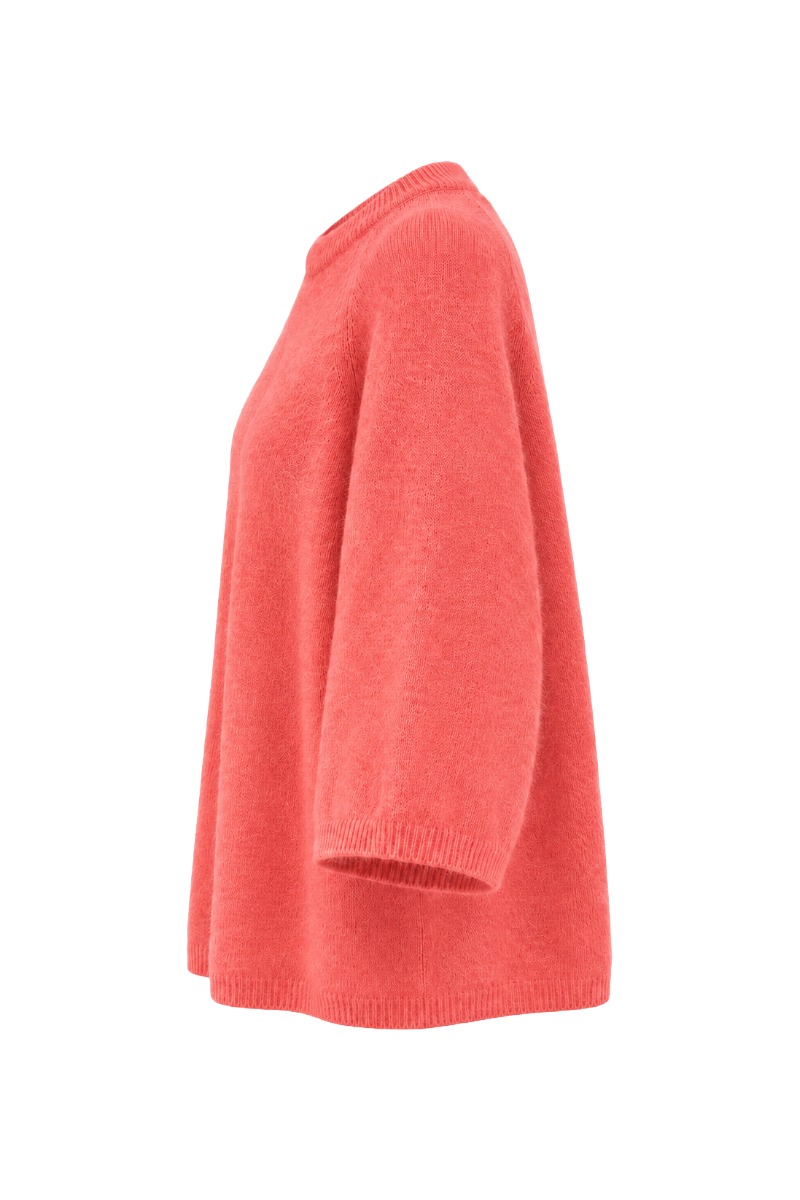 Feiner Angora Strickpullover mit Halbarm & Rundhals