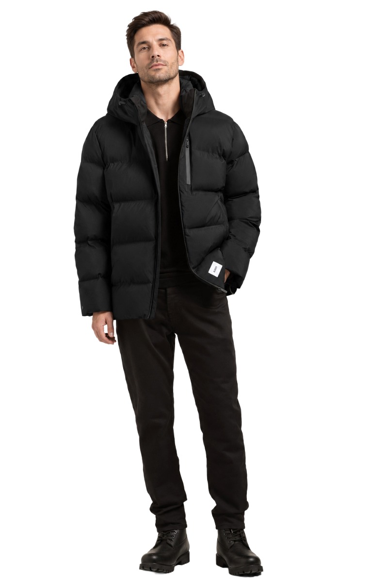 Khujo SILAS Herren Puffer-Steppjacke mit Kapuze und Brusttasche
